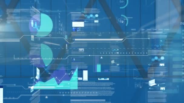 Animation Financial Data Processing Shapes Blue Background Global Business Finances — Vídeo de stock