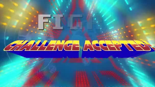 Animation Fight Challenge Accepted Retro Text Abstract Shapes Global Video — Video Stock