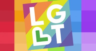 Animation of lgbt text over rainbow background. Pride, lgbtq and equality concept digitally generated video.