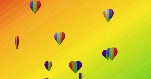 Animation Rainbow Hearts Spinning Gradient Striped Background Pride Lgbt Equality — Stockvideo