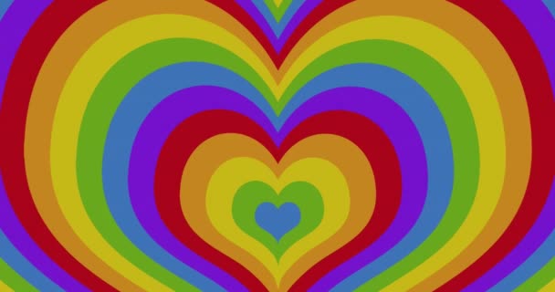 Animation Rainbow Hearts Lgbtq Text Rainbow Heart Background Pride Lgbtq — Stock Video