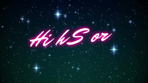 Animation Neon Purple High Score Text Banner Shining Stars Green — 비디오