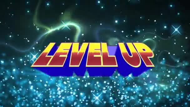 Animation Level Retro Text Neon Abstract Shapes Global Video Game — Stok Video