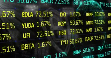 Animation of data processing over padlock icon and globe on black background. Global technology, computing and digital interface concept digitally generated video.