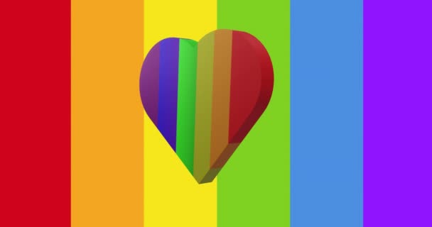 Animation Rainbow Heart Spinning Ranbow Striped Background Pride Lgbt Equality — 图库视频影像