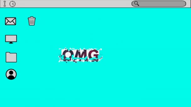 Animation Icons Omg Text Computer Screen Virus Text Warning Symbol — Vídeo de Stock