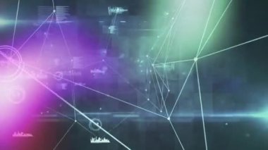 Bağlantılar ve veri işleme ağının animasyonu. Küresel ağlar, işletmeler, finansmanlar, hesaplama ve veri işleme kavramı dijital olarak oluşturuldu.