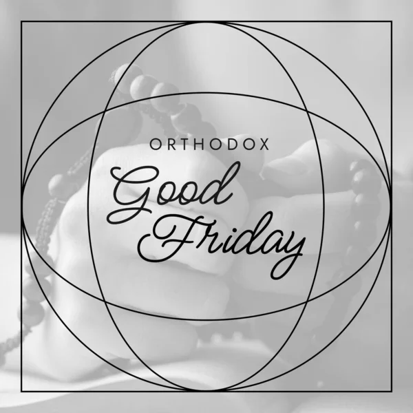 Composite Orthodox Good Friday Text Geometric Shapes Rosary Beads Copy — Stock Photo, Image