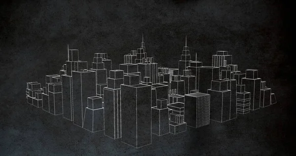 Композиція Моделі Міського Пейзажу Чорному Тлі Міська Міська Архітектура Концепція — стокове фото