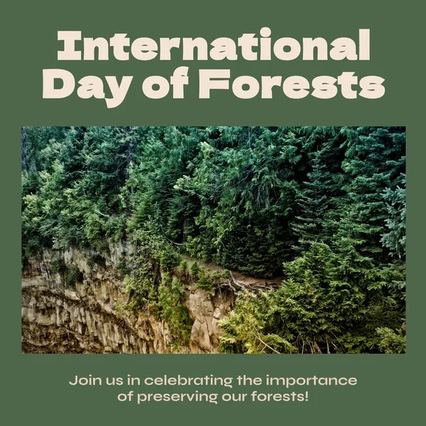 Composition International Day Forest Text Trees Forest International Day Forest — Stockfoto