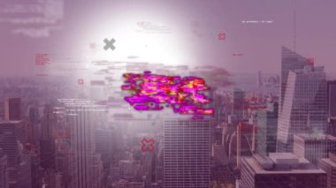 6G metin ve veri işleme animasyonu. Küresel ağlar, hesaplama, dijital arayüz ve veri işleme kavramı dijital olarak oluşturuldu.