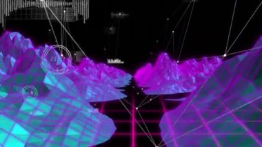 Meta evren üzerinde bağlantı ağının ve veri işleme ağının animasyonu. Küresel ağlar, işletmeler, finansmanlar, hesaplama ve veri işleme kavramı dijital olarak oluşturuldu.