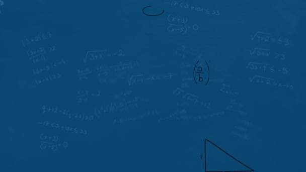 Animacja Równań Matematycznych Wykresów Unoszących Się Niebieskim Tle Koncepcja Technologii — Wideo stockowe
