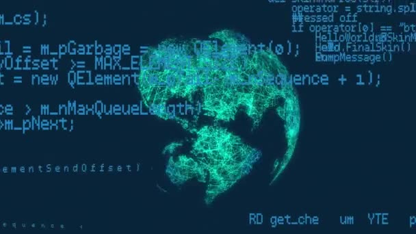 회전하는 지구를 배경으로 컴퓨터 애니메이션 세계화 — 비디오