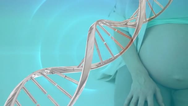여성에 Dna 분자의 애니메이션 유전학 모성애 디지털로 만들어 비디오 — 비디오