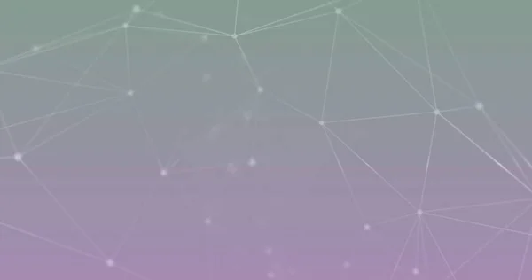 Bild Eines Netzwerks Von Verbindungen Vor Violettem Hintergrund Globale Vernetzung — Stockfoto