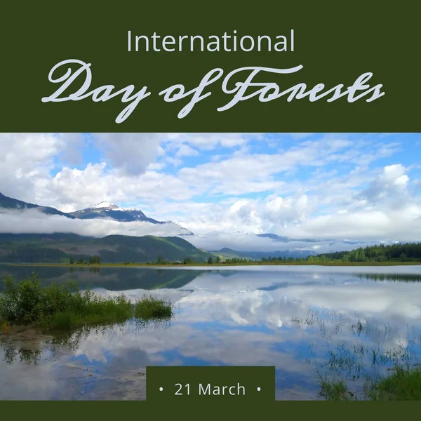 Composition International Day Forests Text Landscape Clouds International Day Forests — Stockfoto