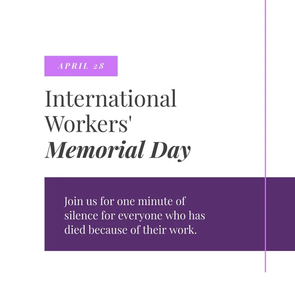 Composition of international workers memorial day text on white background. International worker\'s memorial day concept digitally generated image.