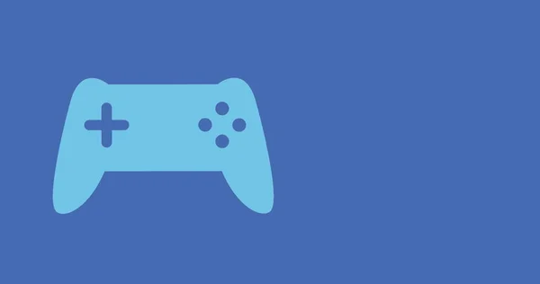 青い背景に青いゲームパッドとコピースペースの構成 グローバルビデオゲーム ネットワークと通信コンセプトデジタル生成された画像 — ストック写真
