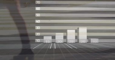 Sokakta yürüyen insanların zaman akışına bağlı olarak istatistiksel veri işleme animasyonu. İş veri teknolojisi kavramı
