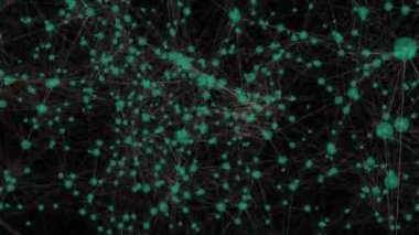 Bağlantılar ve veri işleme ağının animasyonu. Küresel ağlar, işletmeler, finansmanlar, hesaplama ve veri işleme kavramı dijital olarak oluşturuldu.