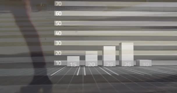 Анимация Обработки Статистических Данных Течением Времени Низкой Части Людей Идущих — стоковое видео