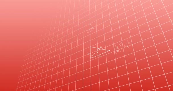 Animatie Van Wiskundige Vergelijkingen Diagrammen Rasterpatroon Tegen Roze Achtergrond Digitaal — Stockvideo