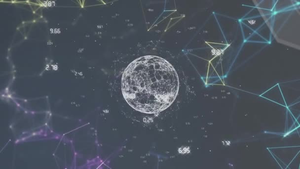 Animation Des Globus Mit Datenverarbeitung Und Netzwerk Von Verbindungen Globale — Stockvideo
