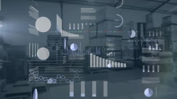 Animation Data Processing Statistics Warehouse Global Shipping Computing Data Processing — Stock Video