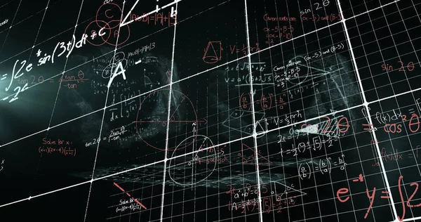 Зображення Обробки Даних Математичних Рівнянь Над Екранами Глобальна Наука Обробка — стокове фото