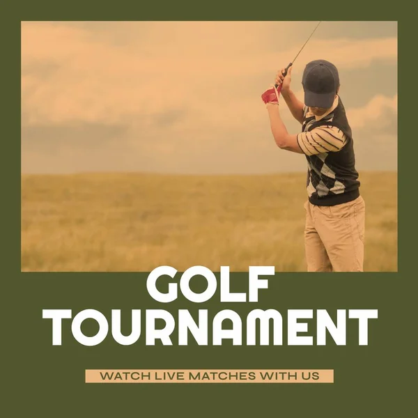 Image Golf Tournament Text Caucasian Male Golf Player Landscape Golf — Stock Photo, Image