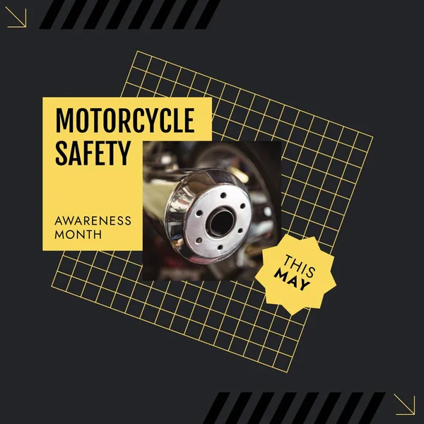 Composição Texto Mês Conscientização Segurança Motocicleta Com Close Ferramenta Fundo — Fotografia de Stock