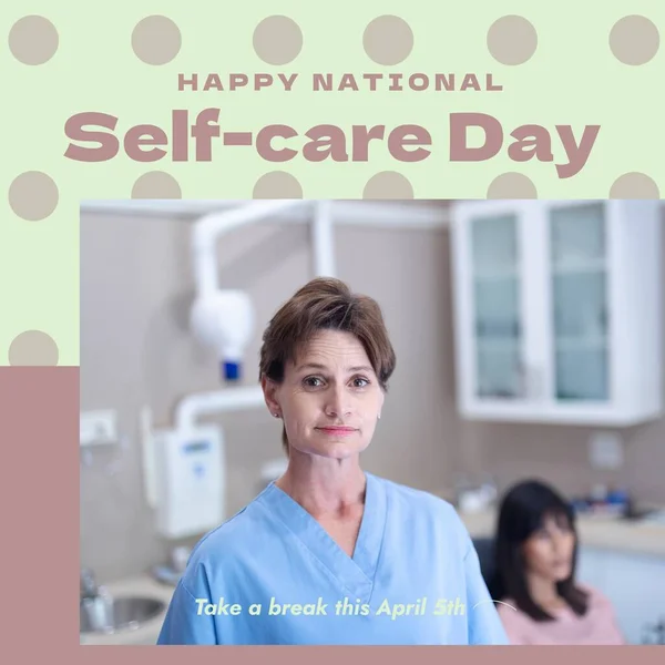 Σύνθεση Του Happy National Self Care Day Text Πάνω Από — Φωτογραφία Αρχείου