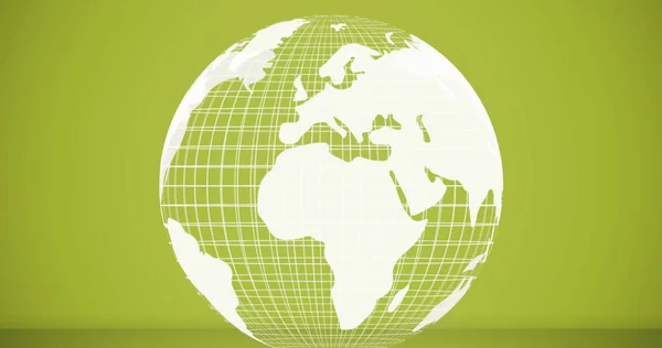 緑の背景に白い地球のイメージ グローバルビジネス ネットワーク 接続の概念デジタル生成された画像 — ストック写真