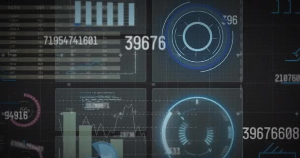 숫자의 변화와 통계적 처리를 스캐너에 애니메이션이다 컴퓨터 인터페이스 비즈니스 데이터 — 비디오