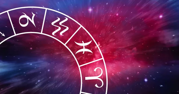 황도대의 별자리 바퀴와 사이의 공간을 것이다 점성술 천궁도 황도대는 디지털로 — 스톡 사진
