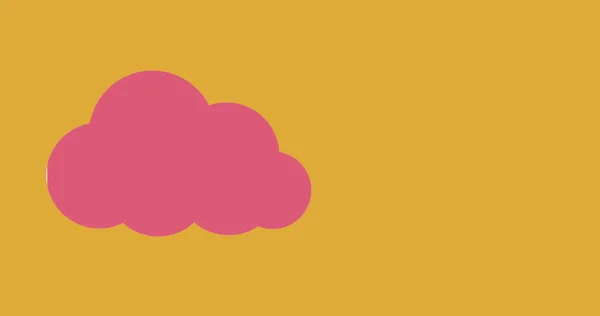Composition Red Digital Cloud Copy Space Yellow Background Global Cloud — Stock Photo, Image