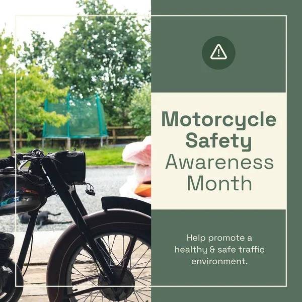 2016 Composition Motorcycle Safety Awareness Month Text Motorcycle Green Background — 스톡 사진