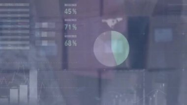 Sokakta yürüyen insanların orta bölümünün hızlandırılmış istatistiksel veri işleme animasyonu. İş veri teknolojisi kavramı