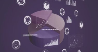 Animation of financial data processing over grid. Global business, finances, computing and data processing concept digitally generated video.