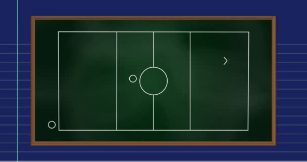 Animação Estratégia Jogo Futebol Desenhado Quadro Verde Contra Fundo Papel — Vídeo de Stock