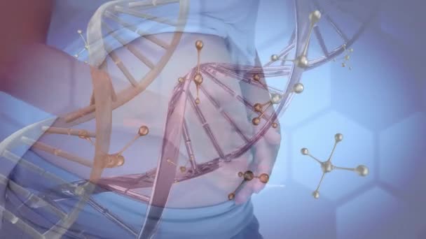 Animatie Van Dna Moleculen Boven Zwangere Vrouwen Wetenschap Onderzoek Genetica — Stockvideo