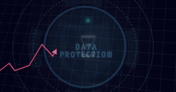 Animation Von Datenschutztextbanner Und Datenverarbeitung Über Rundscanner Cyber Sicherheit Und — Stockvideo