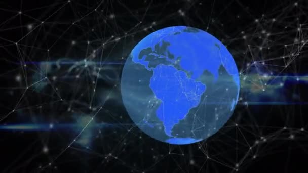 Κινούμενα Σχέδια Του Πλανήτη Και Δίκτυο Των Συνδέσεων Πάνω Από — Αρχείο Βίντεο