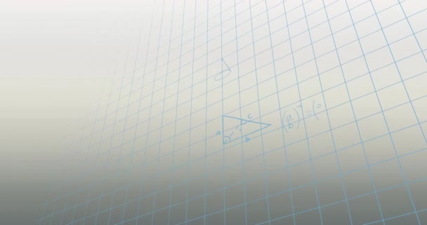Animation Der Blauen Mathematischen Gleichung Und Des Diagramms Über Gittermuster — Stockvideo