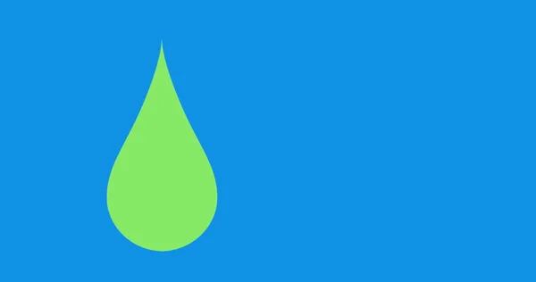 Zusammensetzung Des Grünen Drop Symbols Und Kopierfläche Auf Blauem Hintergrund — Stockfoto
