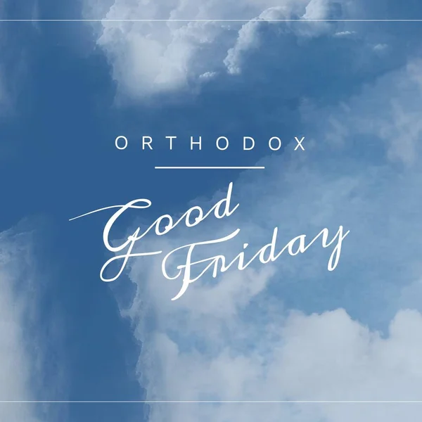 Composizione Buon Testo Ortodosso Venerdì Copiare Spazio Nuvole Sfondo Blu — Foto Stock