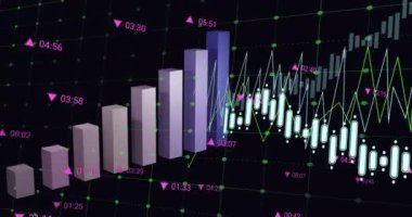 Animation of financial data processing over grid. Global business, finances, computing and data processing concept digitally generated video.