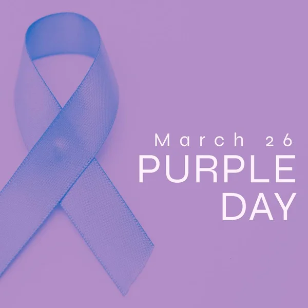 Obraz Purpurowego Tekstu Dnia Nad Epilepsją Fioletowa Wstążka Fioletowy Dzień — Zdjęcie stockowe