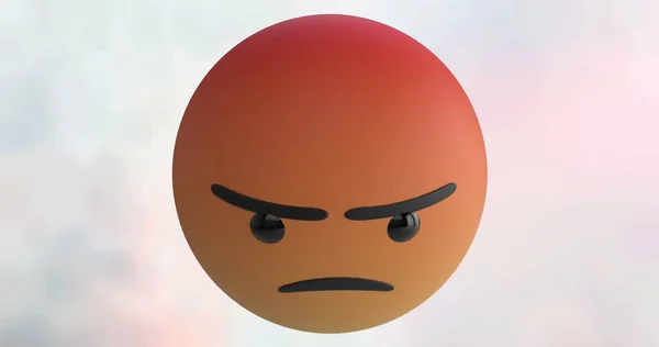Obraz Wściekłej Ikony Emoji Tle Chmury Globalne Media Społecznościowe Sieci — Zdjęcie stockowe
